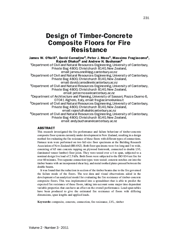 (PDF) Design of Timber-Concrete Composite Floors for Fire Resistance