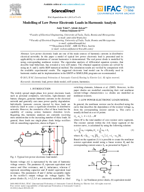 (PDF) Modelling of Low Power Electronic Loads in Harmonic Analysis ...
