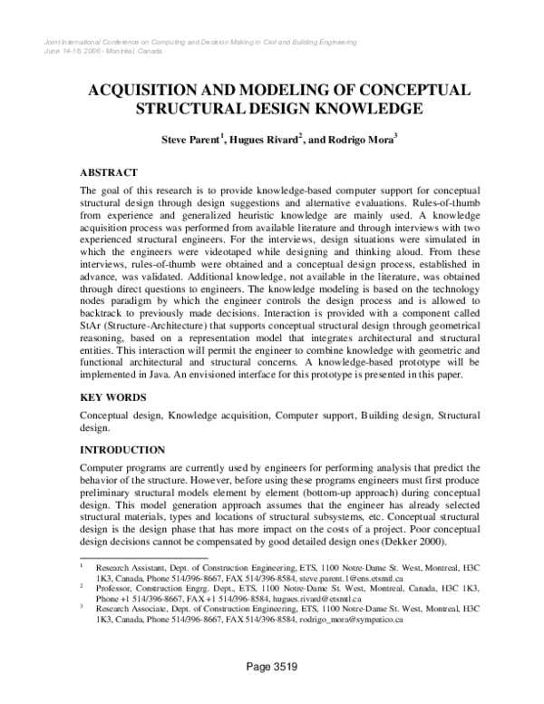 (PDF) Acquisition and modeling of conceptual structural design knowledge