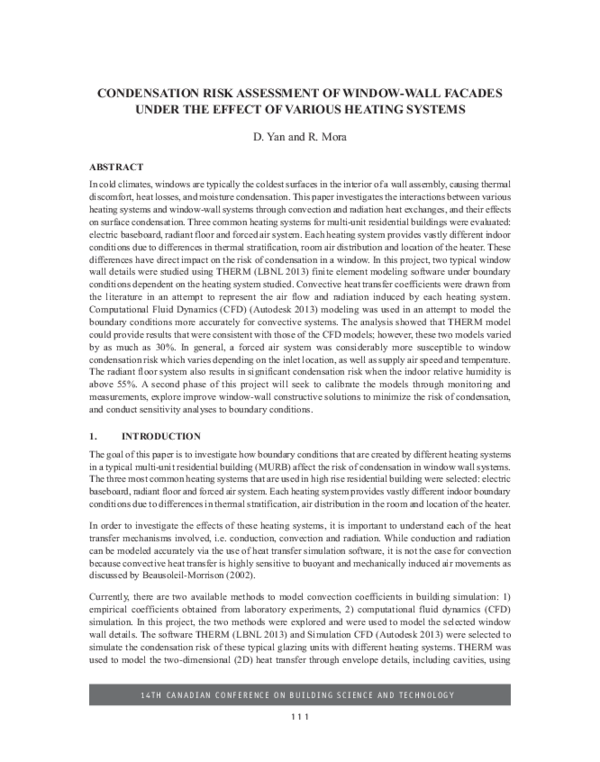 (PDF) Condensation risk assessment of window-wall facades under the ...