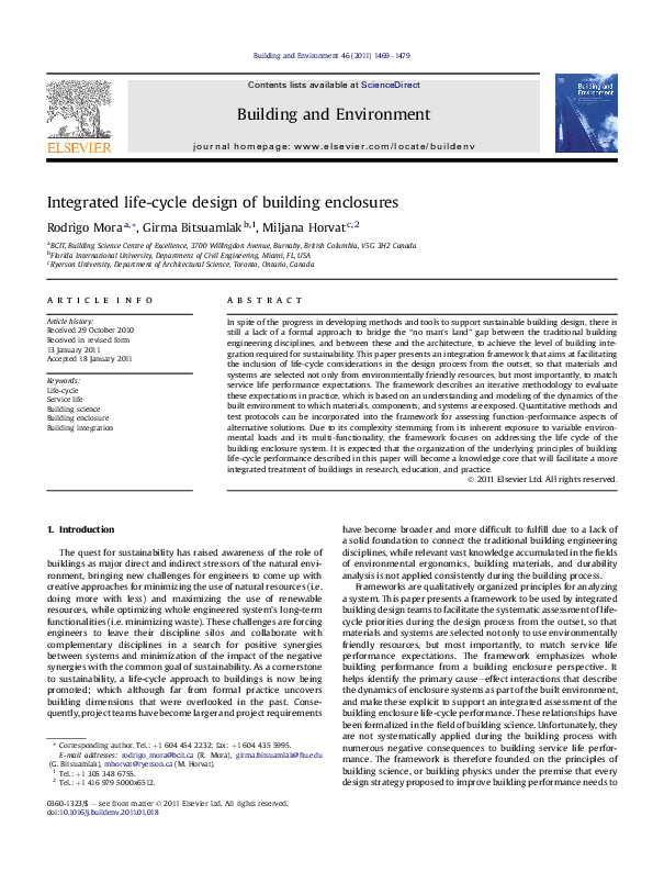 (PDF) Integrated life-cycle design of building enclosures