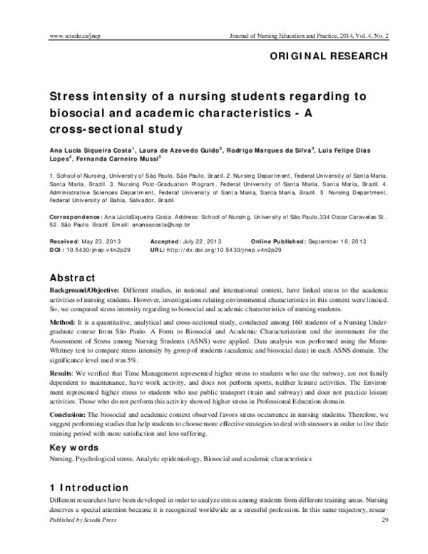 (PDF) Stress intensity of a nursing students regarding to biosocial and ...