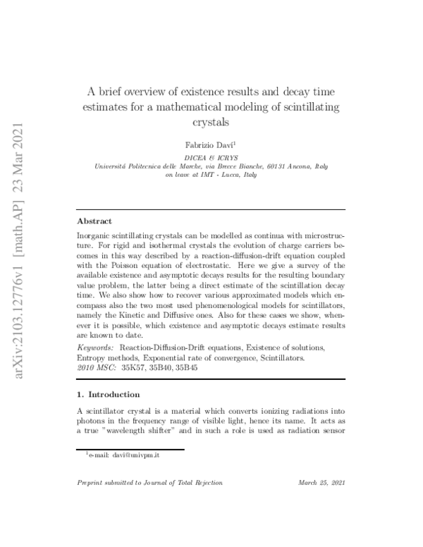 (PDF) A brief overview of existence results and decay time estimates ...