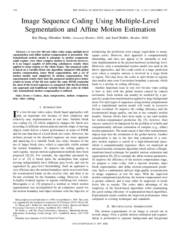 (PDF) Image sequence coding using multiple-level segmentation and ...