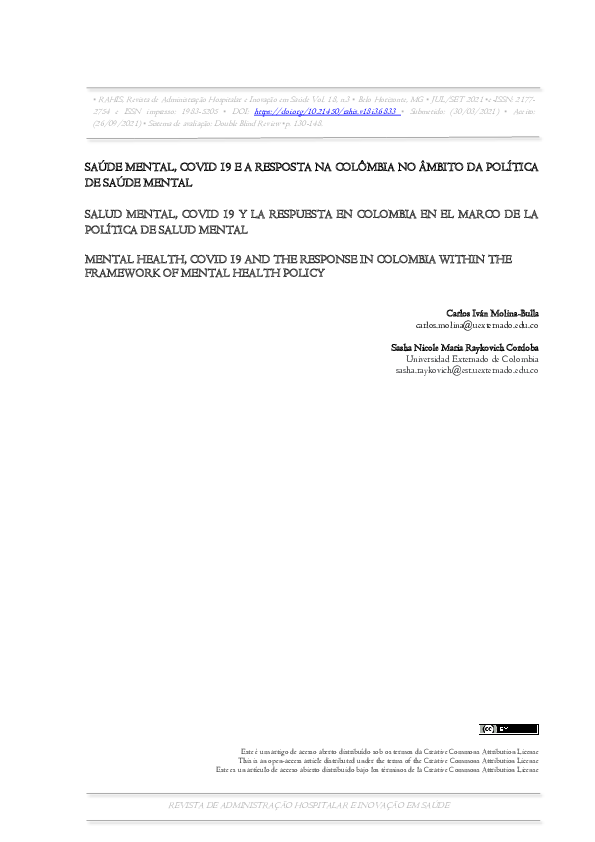 (PDF) Salud Mental, Covid 19 y La Respuesta en Colombia en El Marco De ...