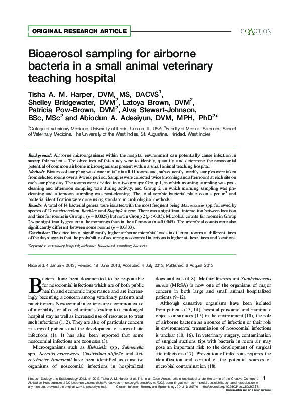 (PDF) Bioaerosol sampling for airborne bacteria in a small animal