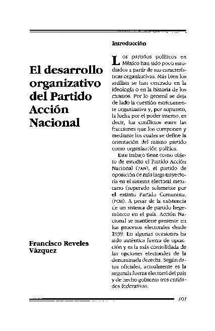 (PDF) El desarrollo organizativo del Partido Acción Nacional