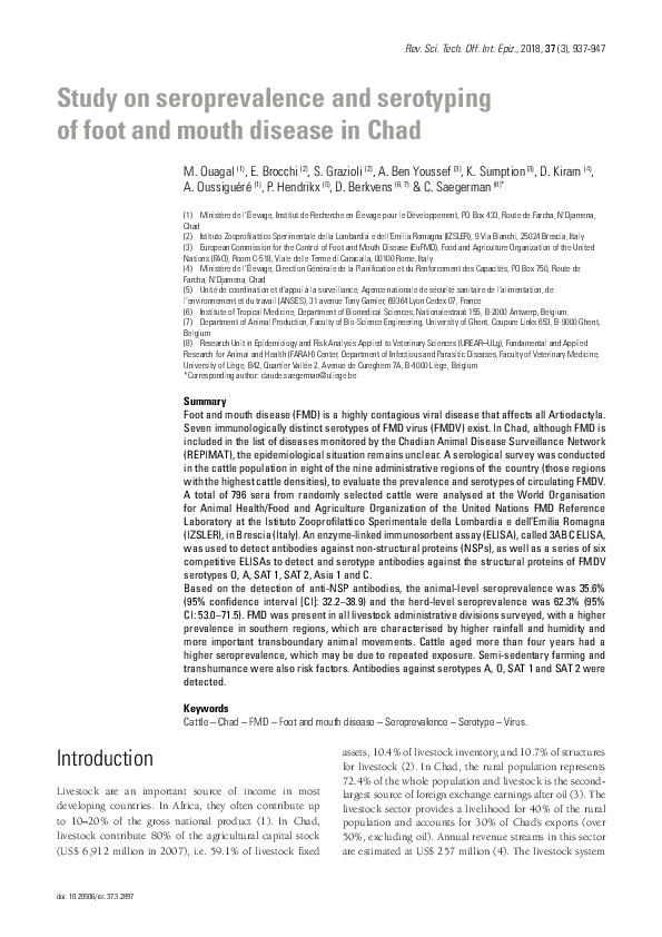 (PDF) Study on seroprevalence and serotyping of foot and mouth disease ...