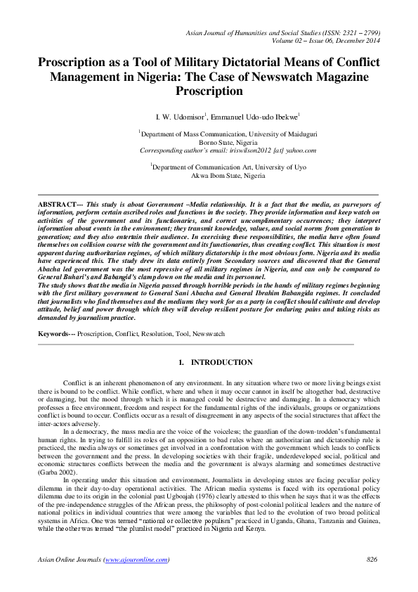 (PDF) Proscription as a Tool of Military Dictatorial Means of Conflict ...