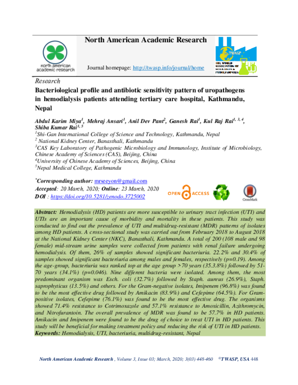 (PDF) Bacteriological profile and antibiotic sensitivity pattern of ...