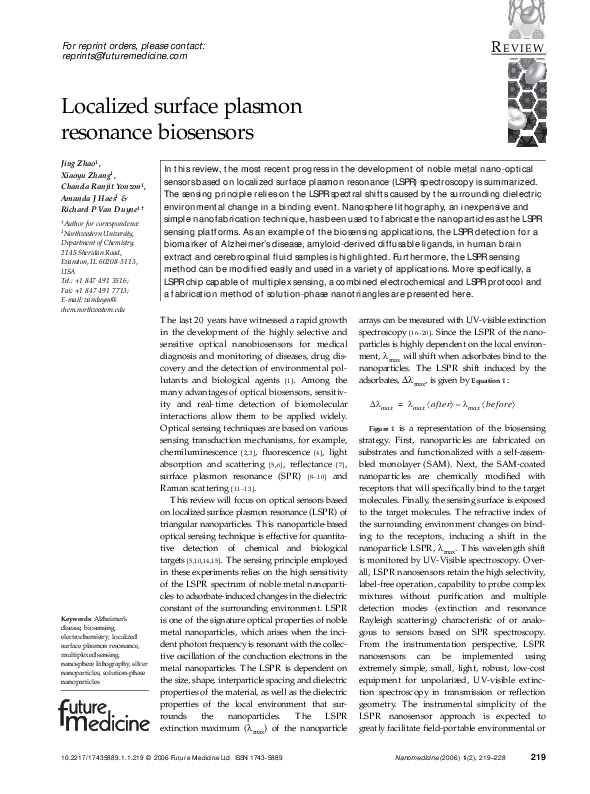 (PDF) Localized Surface Plasmon Resonance Biosensor Using Silver ...
