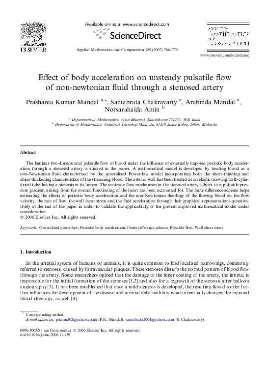 (PDF) Effect of body acceleration on unsteady pulsatile flow of non ...
