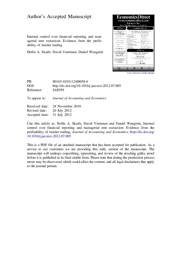 (PDF) Internal control over financial reporting and managerial rent ...