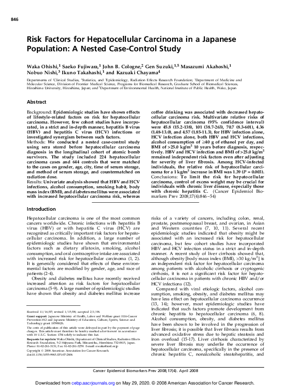 (PDF) Risk Factors for Hepatocellular Carcinoma in a Japanese ...