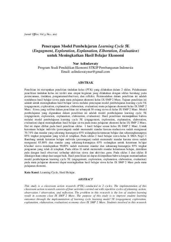 (PDF) Penerapan Model Pembelajaran Learning Cycle 5E (Engagment ...