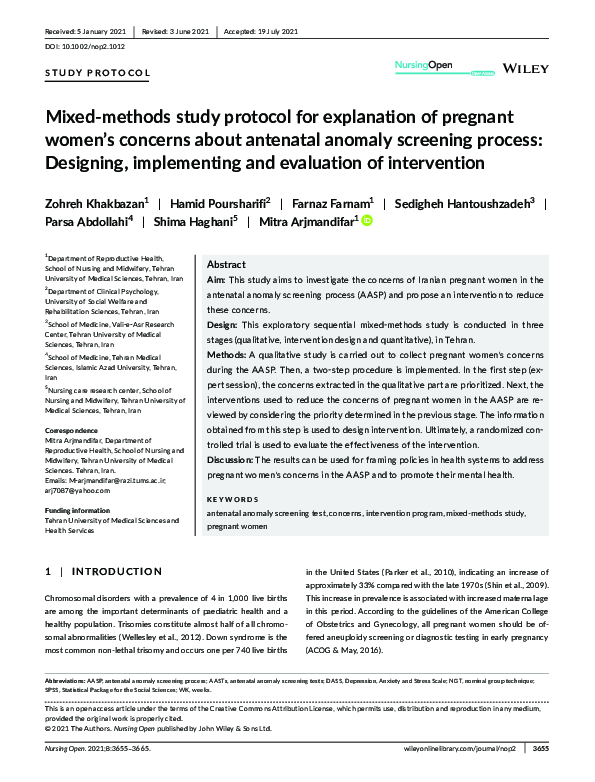 (PDF) Mixed‐methods study protocol for explanation of pregnant women’s ...