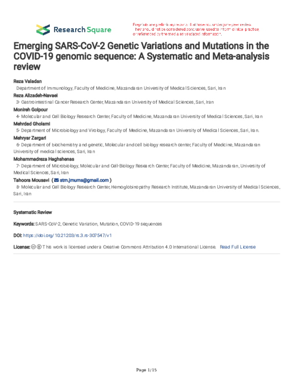 (PDF) Emerging SARS-CoV-2 Genetic Variations and Mutations in the COVID ...