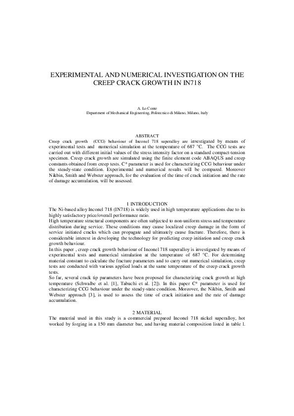 (PDF) 5428 - Experimental and Numerical Investigation on the Creep ...