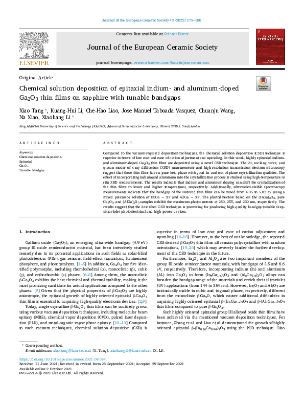 (PDF) Chemical Solution Deposition of Epitaxial Indium- and Aluminum ...