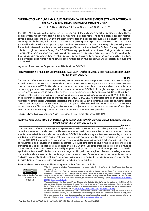 (PDF) The Impact of Attitude and Subjective Norm on Airline Passengers ...