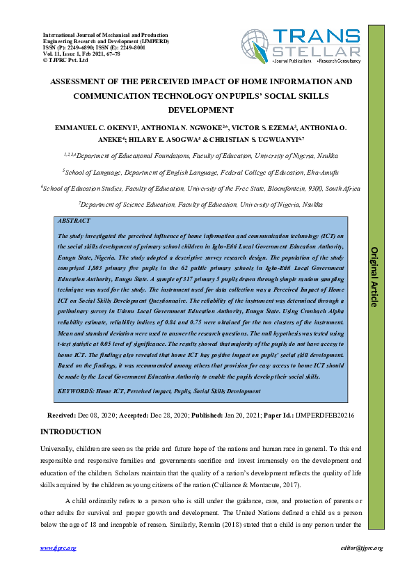 (PDF) Assessment of the Perceived Impact of Home Information and ...