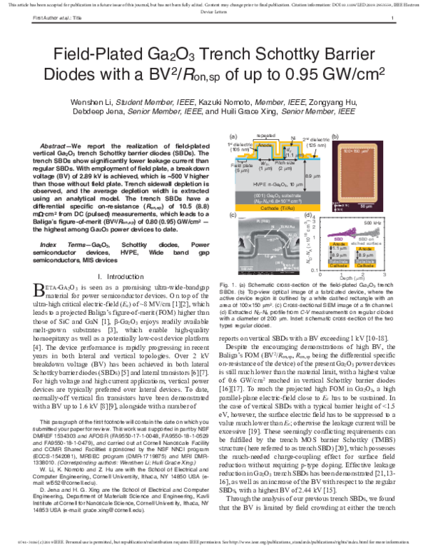 (PDF) Field-Plated Ga2O3 Trench Schottky Barrier Diodes With a BV2/$R ...