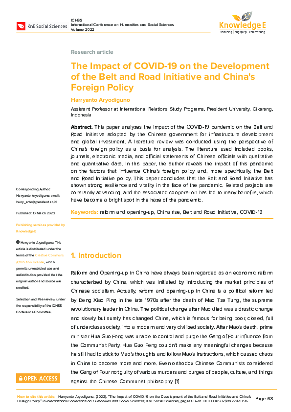 (PDF) The Impact of COVID-19 on the Development of the Belt and Road ...