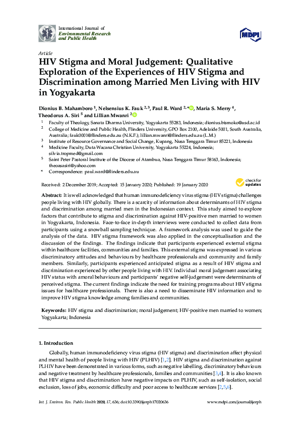 (PDF) HIV Stigma and Moral Judgement: Qualitative Exploration of the ...