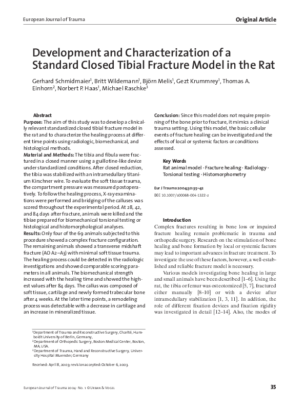 (PDF) Development and Characterization of a Standard Closed Tibial ...