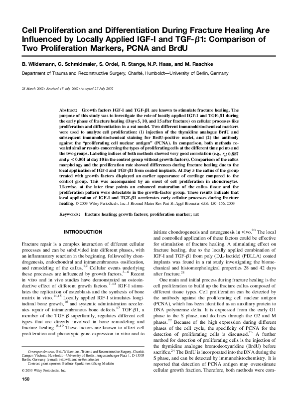 (PDF) Cell proliferation and differentiation during fracture healing ...