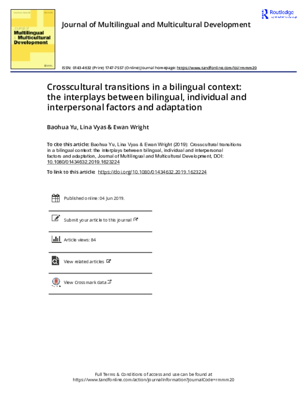  PDF Crosscultural Transitions In A Bilingual Context The Interplays Between Bilingual 