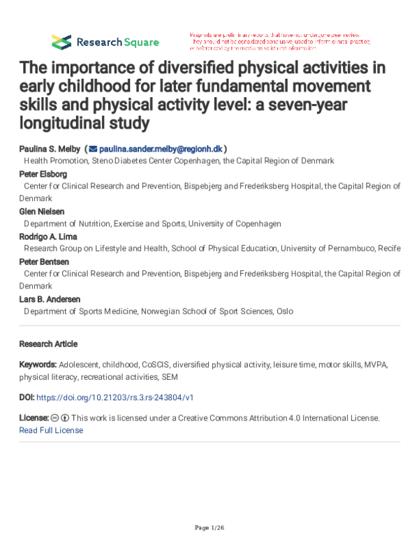(PDF) The importance of diversified physical activities in early ...