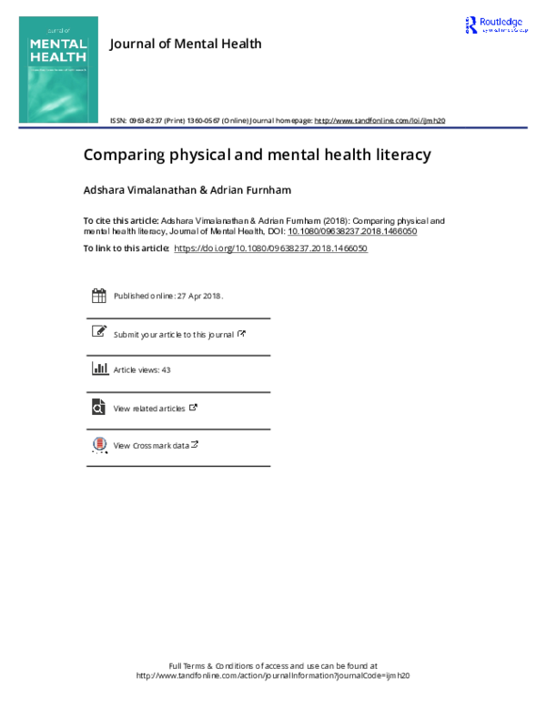 (PDF) Comparing physical and mental health literacy