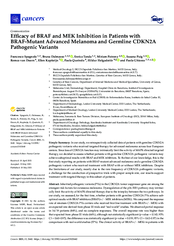 (PDF) Efficacy of BRAF and MEK Inhibition in Patients with BRAF-Mutant ...