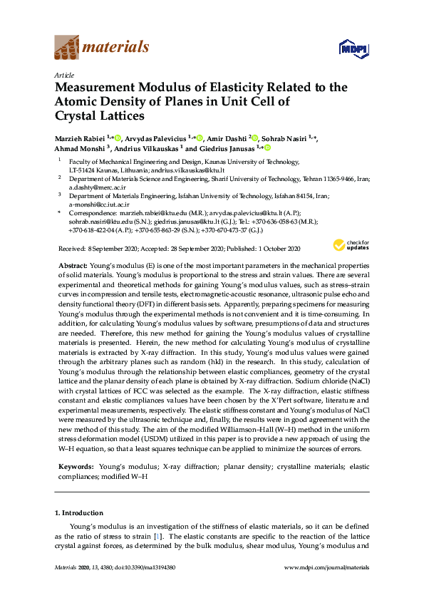 (PDF) Measurement Modulus of Elasticity Related to the Atomic Density ...