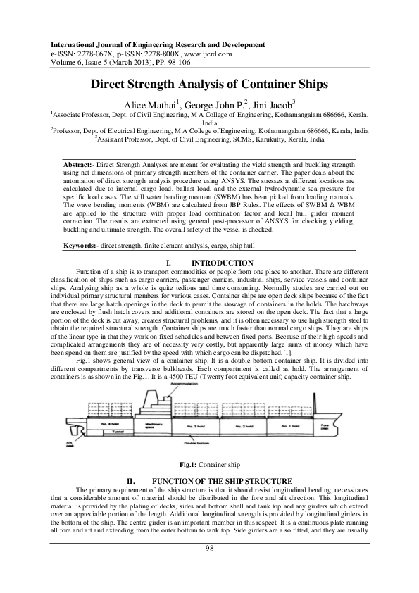 (PDF) Direct Strength Analysis of Container Ships