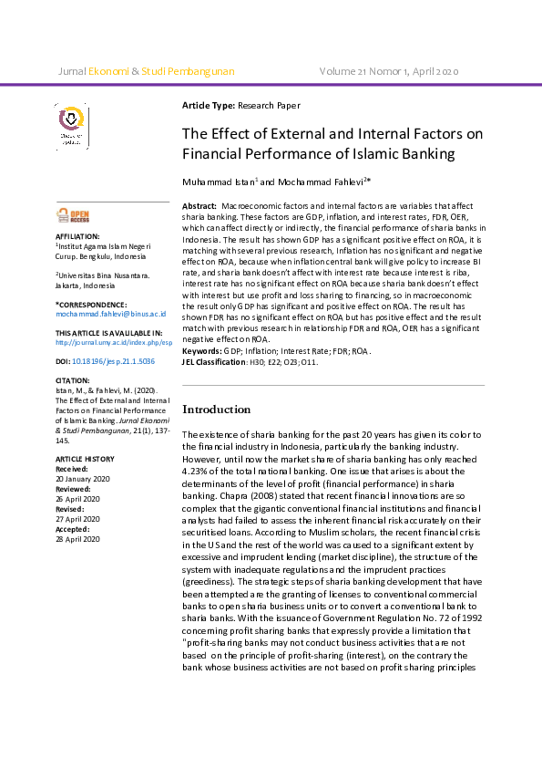 (PDF) The Effect of External and Internal Factors on Financial ...