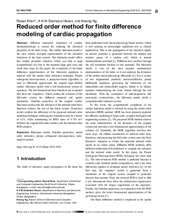 (PDF) Reduced order method for finite difference modeling of cardiac ...