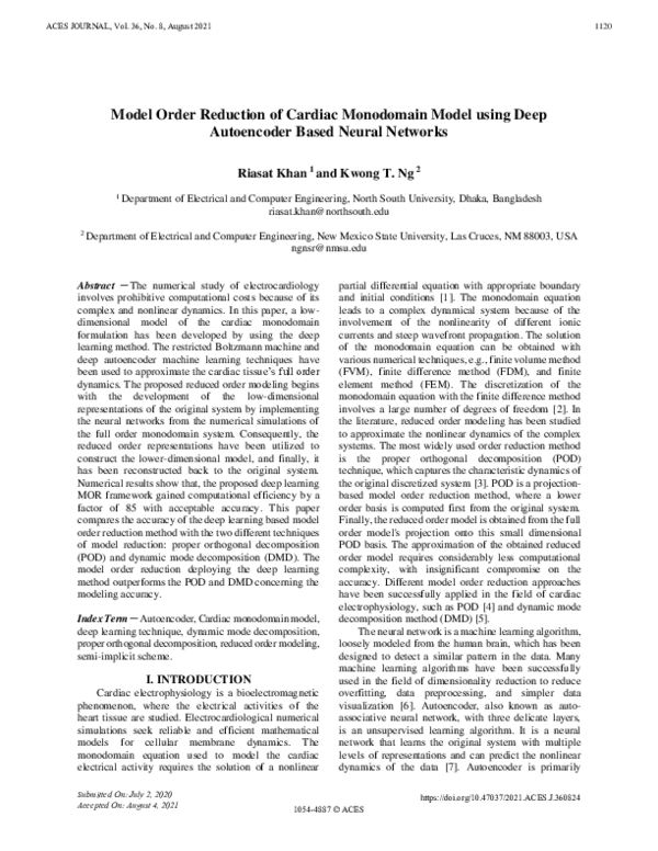 (PDF) Model Order Reduction of Cardiac Monodomain Model using Deep ...