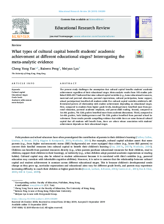 (PDF) What Types of Cultural Capital Benefit Students’ Academic ...