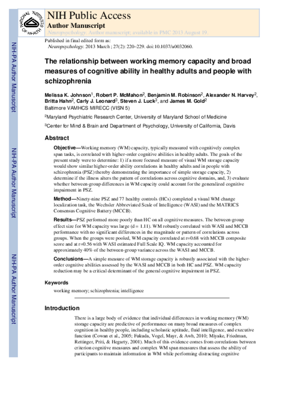 (PDF) The relationship between working memory capacity and broad ...