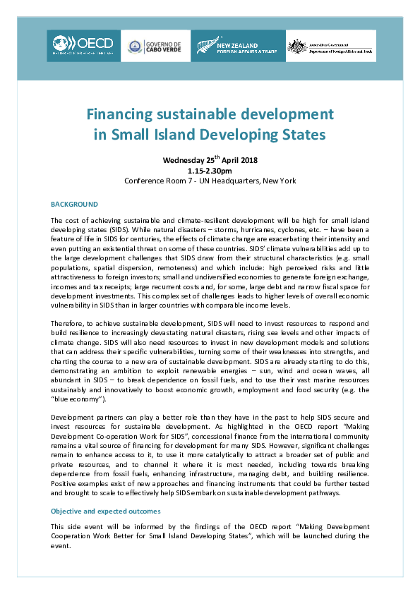 (PDF) Financing sustainable development in small island developing states