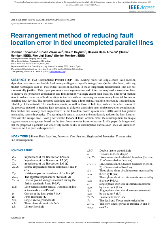 (PDF) Rearrangement method of reducing fault location error in tied ...