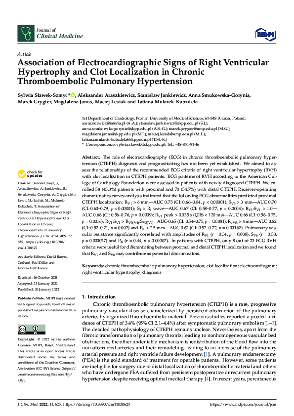 (PDF) Association of Electrocardiographic Signs of Right Ventricular ...