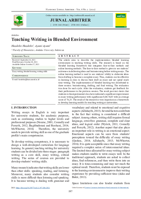 (PDF) Teaching Writing in Blended Environment