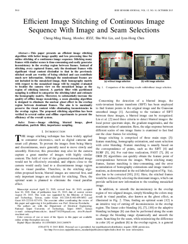 (PDF) Efficient Image Stitching of Continuous Image Sequence With Image ...