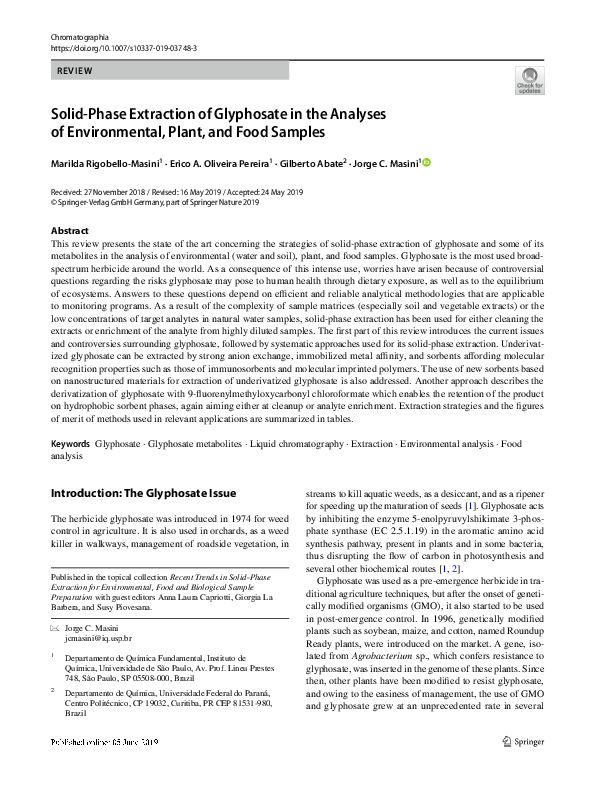 (PDF) Solid-Phase Extraction of Glyphosate in the Analyses of ...