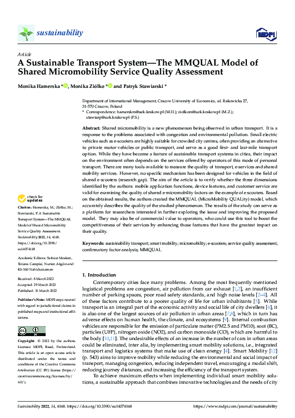 (PDF) A Sustainable Transport System—The MMQUAL Model of Shared ...