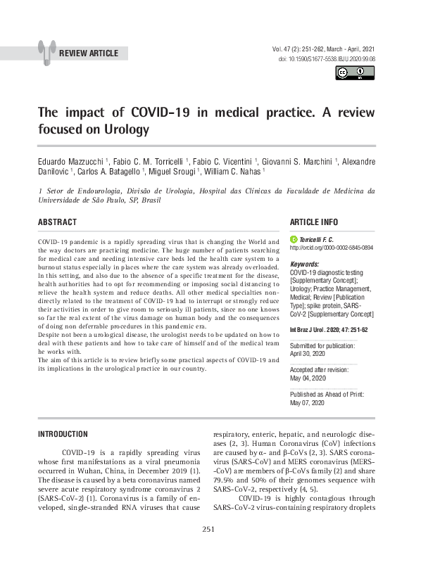 (PDF) The impact of COVID-19 in medical practice. A review focused on ...