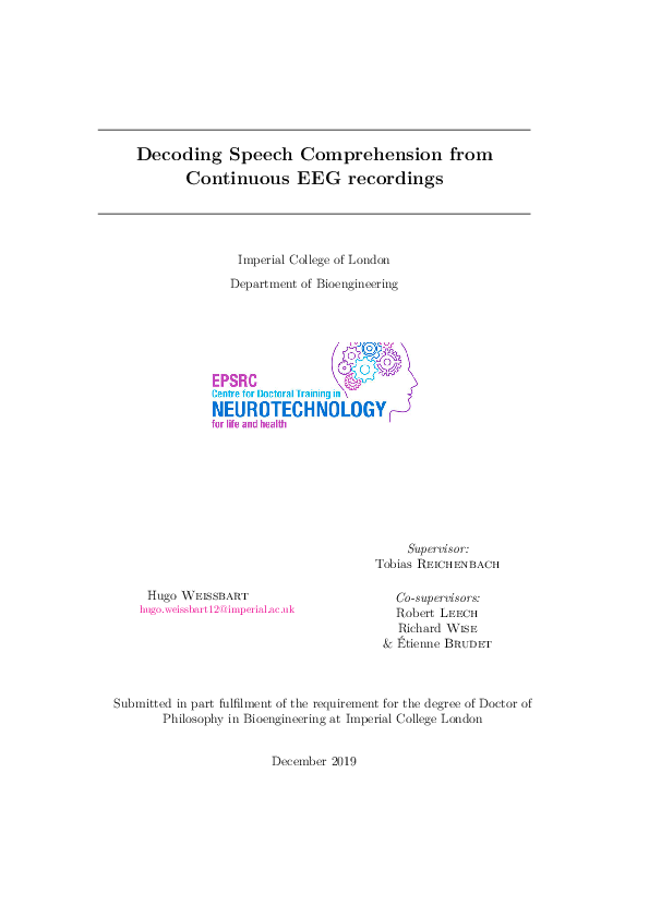 (PDF) Decoding speech comprehension from continuous EEG recordings